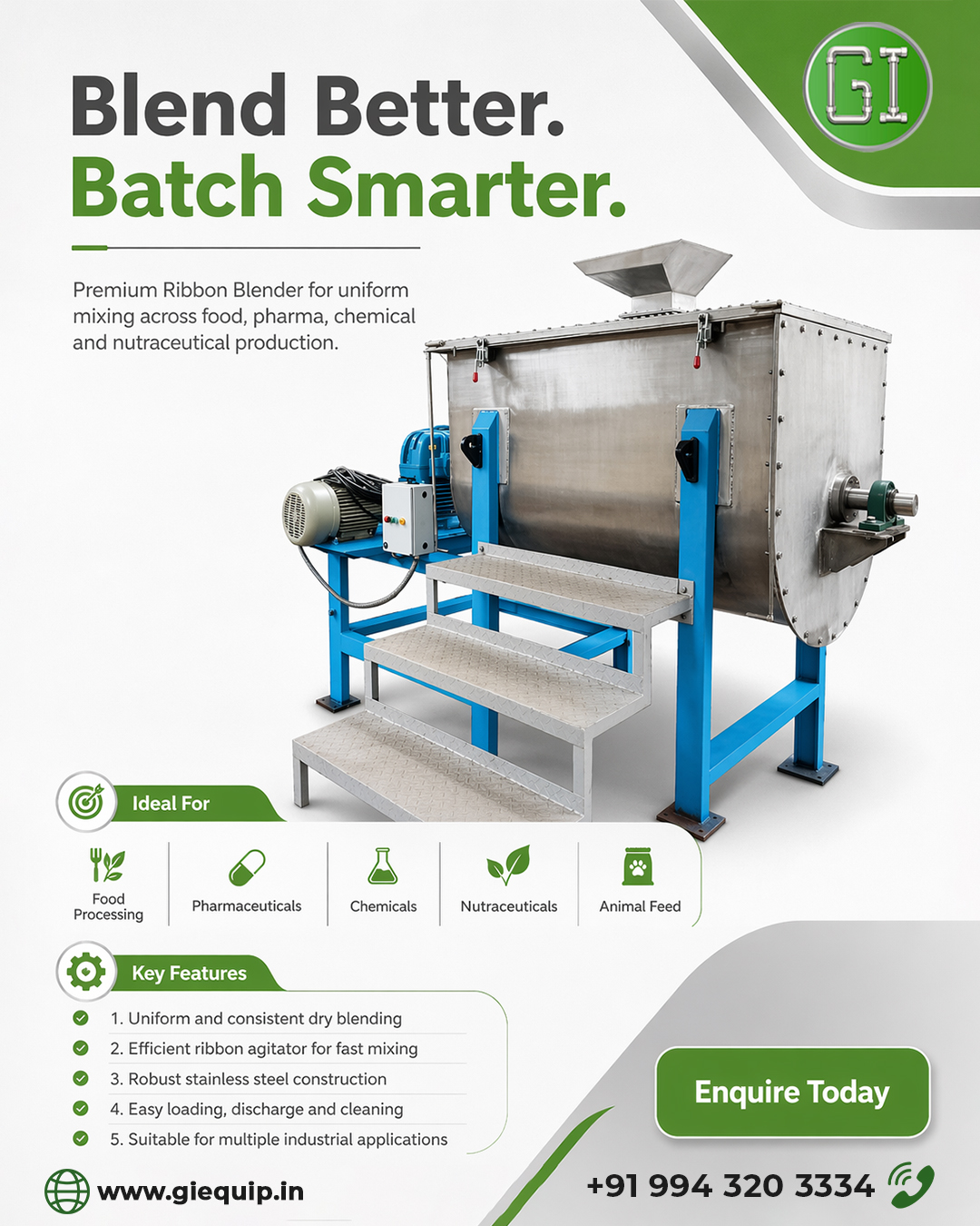 GI Equipments ribbon blender poster